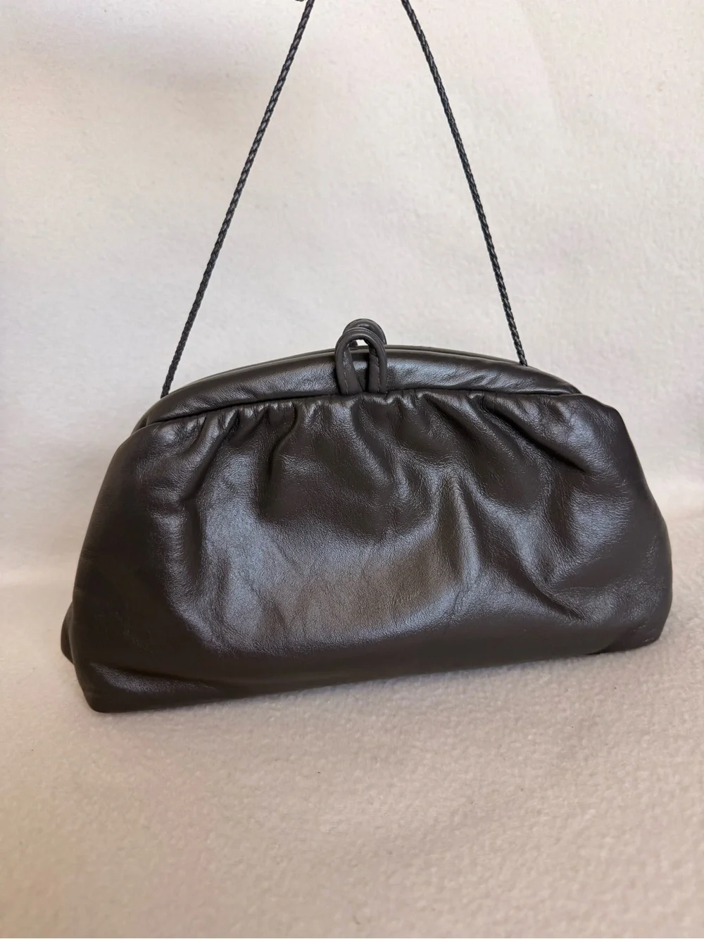 Classic Gathered Shoulder Bag - Black